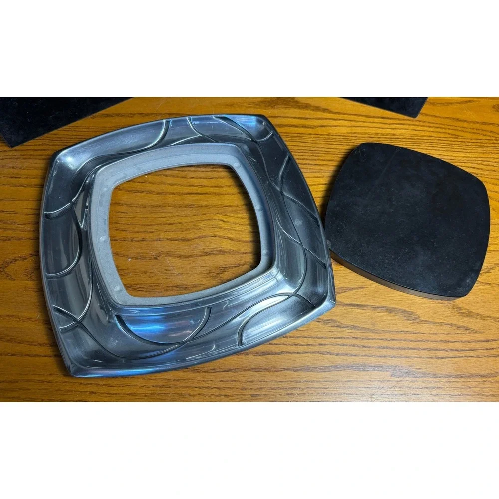 Lenox Metal and Stone Square Serving Tray Trivet: Two Piece Set, Silver/Black